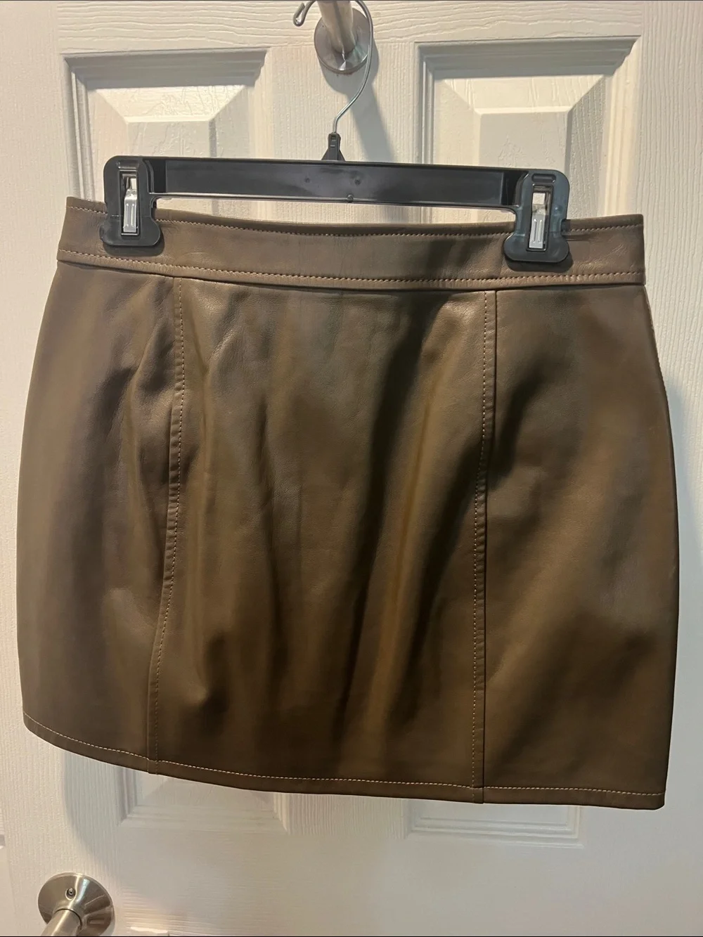 Express Faux Leather Mini Skirt in Olive